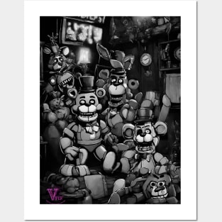 Five Night at Freddy's black and white Posters and Art